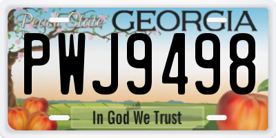 GA license plate PWJ9498