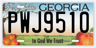 GA license plate PWJ9510