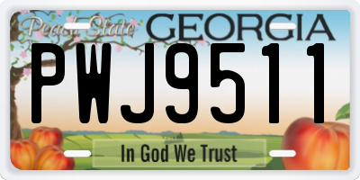 GA license plate PWJ9511