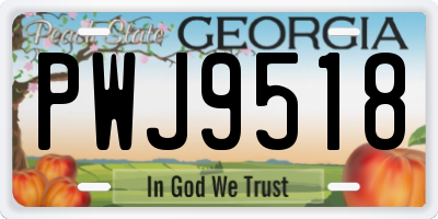 GA license plate PWJ9518