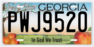 GA license plate PWJ9520