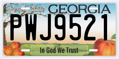 GA license plate PWJ9521