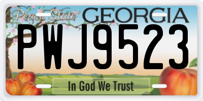 GA license plate PWJ9523