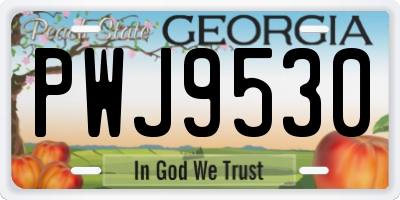 GA license plate PWJ9530
