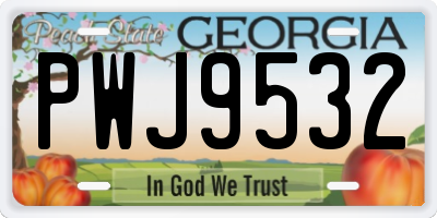 GA license plate PWJ9532