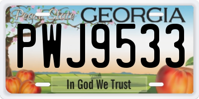 GA license plate PWJ9533