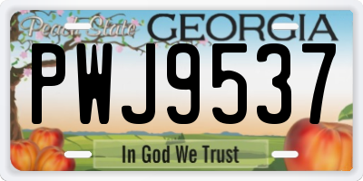 GA license plate PWJ9537