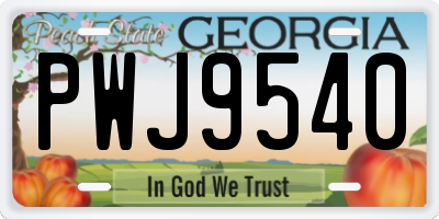 GA license plate PWJ9540