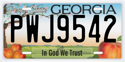 GA license plate PWJ9542