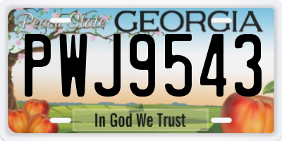 GA license plate PWJ9543