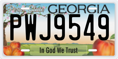 GA license plate PWJ9549