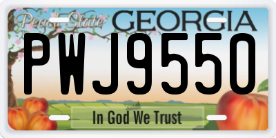 GA license plate PWJ9550