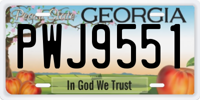 GA license plate PWJ9551