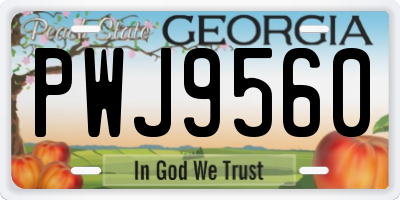 GA license plate PWJ9560