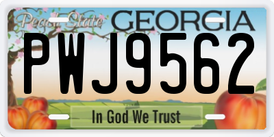 GA license plate PWJ9562