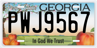GA license plate PWJ9567