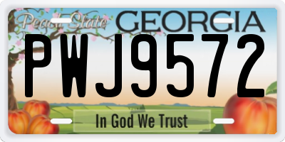 GA license plate PWJ9572