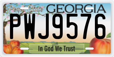 GA license plate PWJ9576
