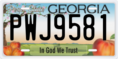GA license plate PWJ9581