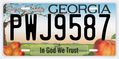 GA license plate PWJ9587