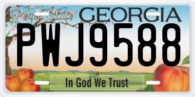 GA license plate PWJ9588