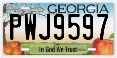 GA license plate PWJ9597