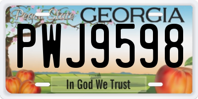 GA license plate PWJ9598