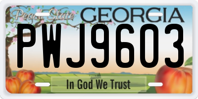 GA license plate PWJ9603