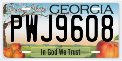 GA license plate PWJ9608