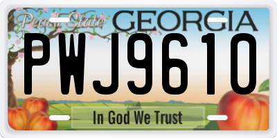 GA license plate PWJ9610