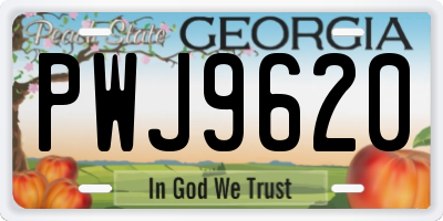 GA license plate PWJ9620