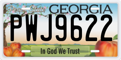 GA license plate PWJ9622
