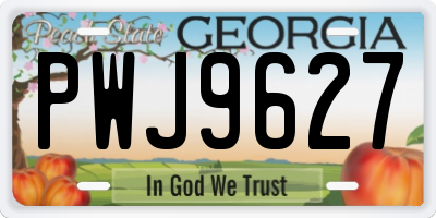 GA license plate PWJ9627