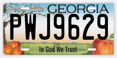 GA license plate PWJ9629