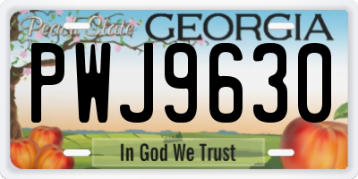 GA license plate PWJ9630
