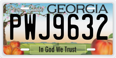 GA license plate PWJ9632
