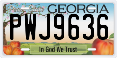 GA license plate PWJ9636