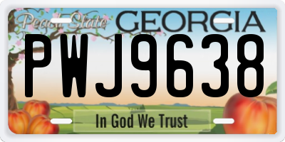 GA license plate PWJ9638