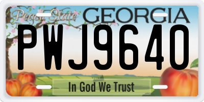GA license plate PWJ9640