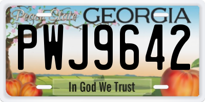 GA license plate PWJ9642