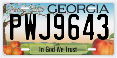 GA license plate PWJ9643