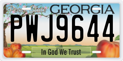 GA license plate PWJ9644