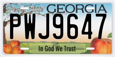 GA license plate PWJ9647