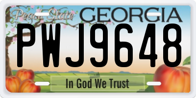 GA license plate PWJ9648