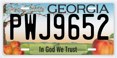GA license plate PWJ9652