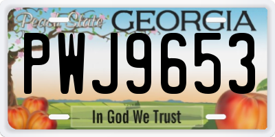 GA license plate PWJ9653