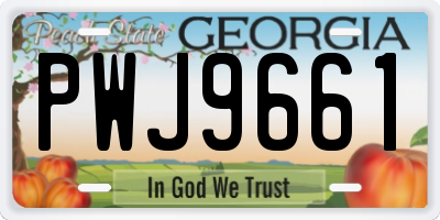 GA license plate PWJ9661
