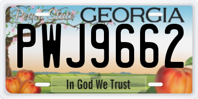 GA license plate PWJ9662