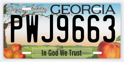 GA license plate PWJ9663