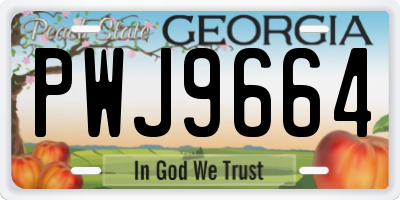 GA license plate PWJ9664